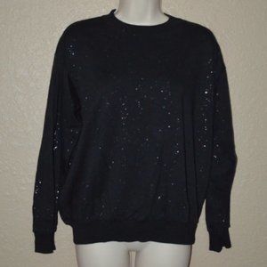 Sz S Michael Stars Black Silver Splatter Long Sleeve Sweatshirt